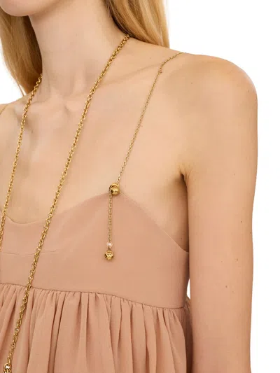 Chloé Tiered Ruffle Organic Silk Georgette Babydoll Top In Orange