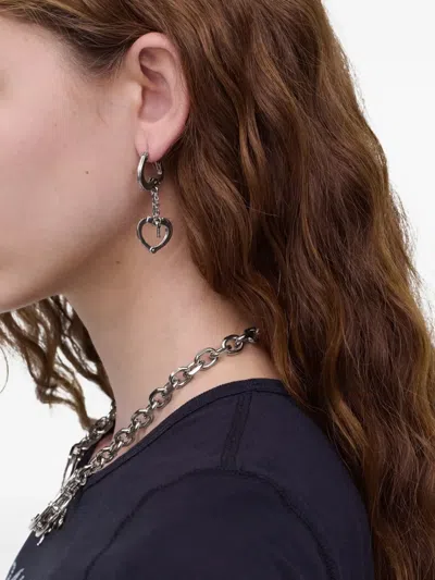 Marc Jacobs Heart Handcuff Earrings In Silver