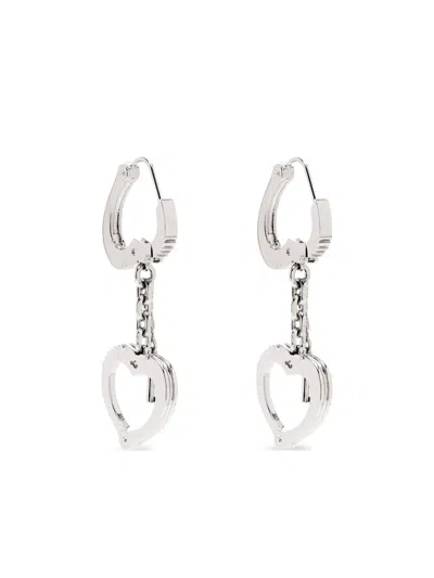 Marc Jacobs Heart Handcuff Earrings In Silver