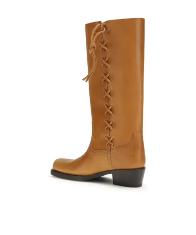 Paris Texas Brown Calf Leather Bos Taurus Lace-up Boots In Multi