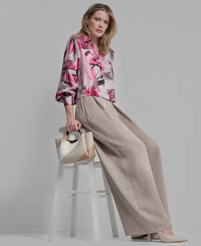 Dkny Satin Button-up Shirt In Multi