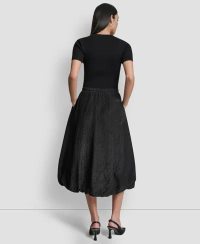 Dkny Mixed Media Cargo Pocket Midi Dress In Black