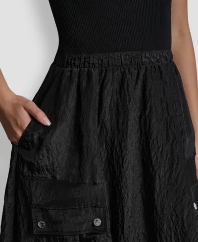 Dkny Mixed Media Cargo Pocket Midi Dress In Black