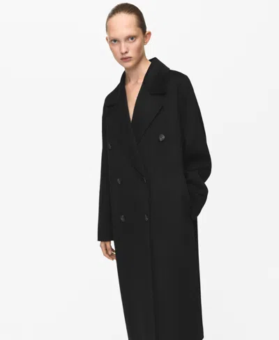 Mango Handmade Oversized Wool Coat In Black