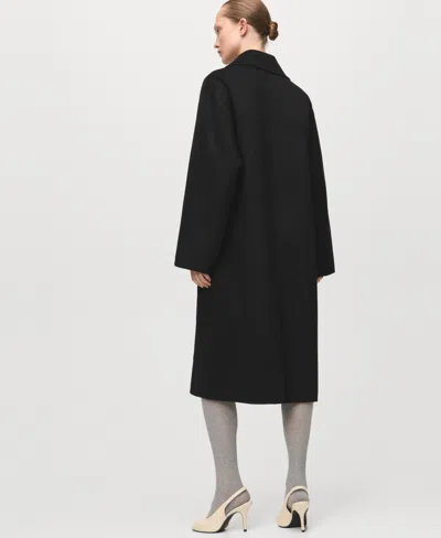Mango Handmade Oversized Wool Coat In Black