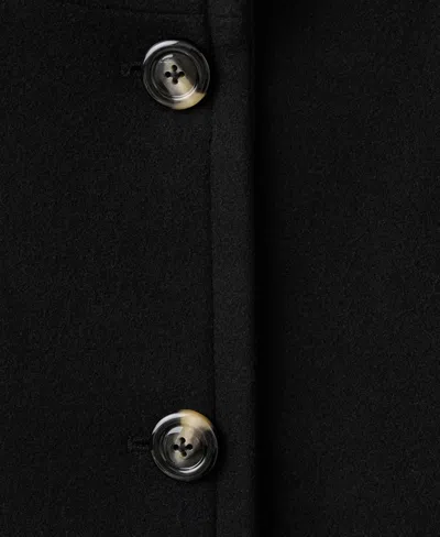 Mango Double Breasted Stand Collar Coat In Black