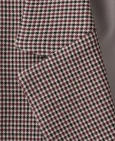 Mango Double-breasted Micro-houndstooth Jacket In Brown