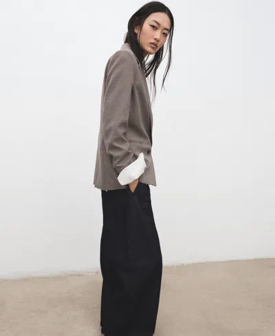 Mango Double-breasted Micro-houndstooth Jacket In Brown