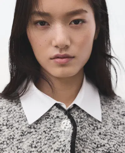 Mango Flecked Two Button Jacket In Black