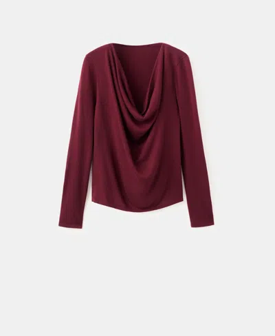 Mango Cowl Neck Sweater In Burgundy