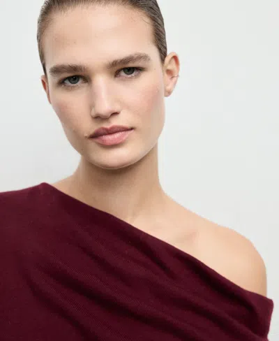 Mango Cowl Neck Sweater In Burgundy