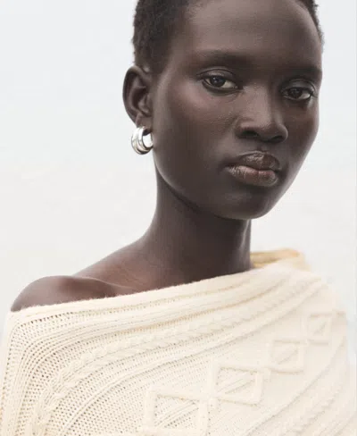 Mango Braided Wool-blend Sweater Ecru In Neutral