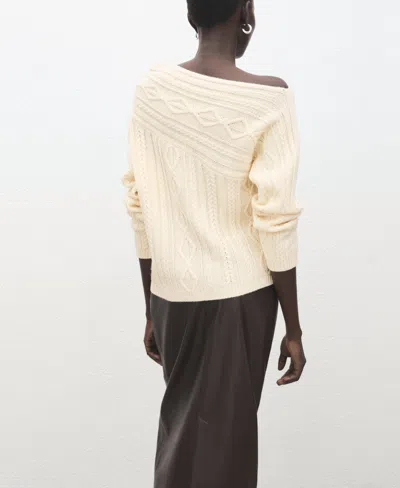 Mango Braided Wool-blend Sweater Ecru In Neutral