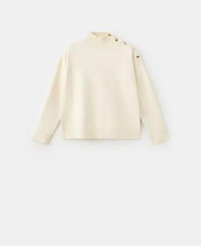 Mango Mock Neck Sweater With Shoulder Buttons In Multi