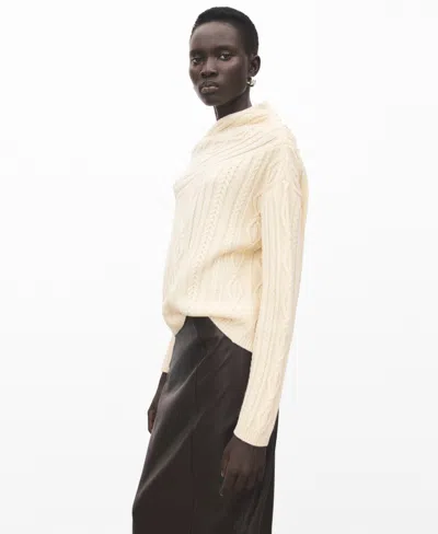 Mango Braided Wool-blend Sweater Ecru In Neutral