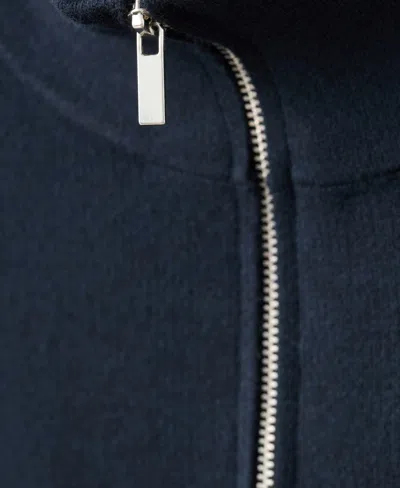 Mango Contrast Stripe Half Zip Sweater In Blue