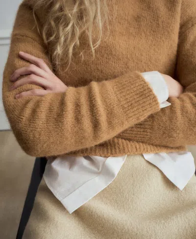 Mango Alpaca-blend Crew-neck Sweater Medium Brown In Brown