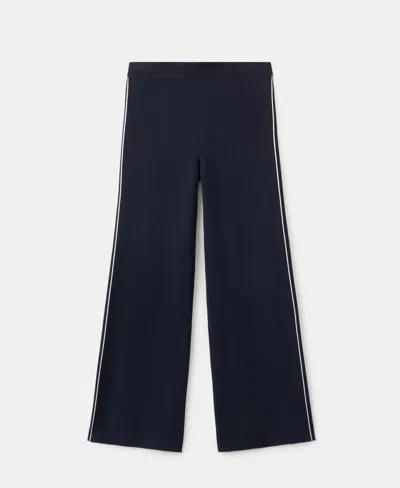 Mango Split Hem Pull-on Straight Leg Knit Pants In Blue