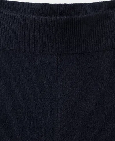 Mango Split Hem Pull-on Straight Leg Knit Pants In Blue