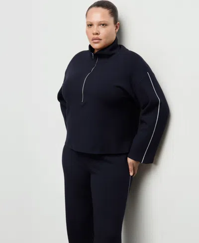 Mango Split Hem Pull-on Straight Leg Knit Pants In Blue