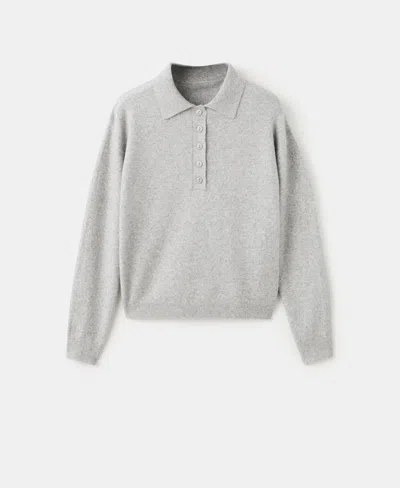 Mango Polo Sweater In Gray