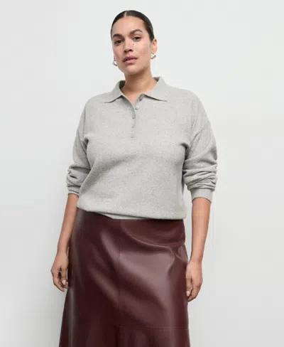 Mango Polo Sweater In Gray