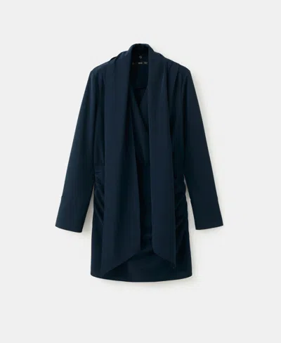 Mango Foulard Drape Long Sleeve Dress In Blue