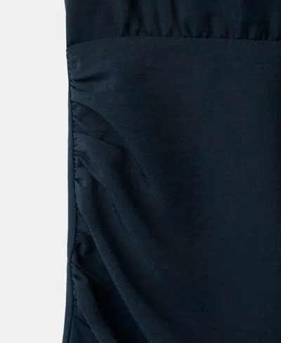 Mango Foulard Drape Long Sleeve Dress In Blue