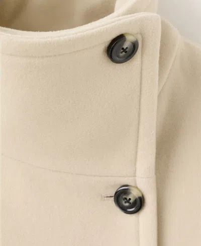 Mango Double Breasted Stand Collar Coat In Neutral