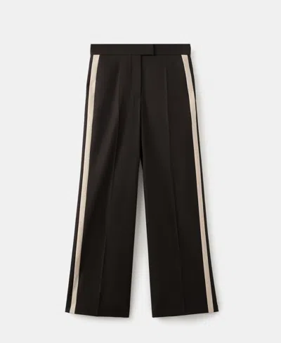 Mango Side Stripe Wide Leg Pants In Brown