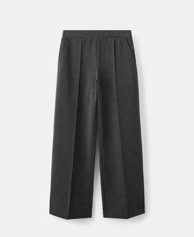 Mango Flecked Knit Pants In Black