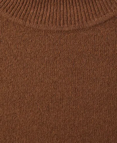 Mango Button Cuff Turtleneck Sweater In Brown