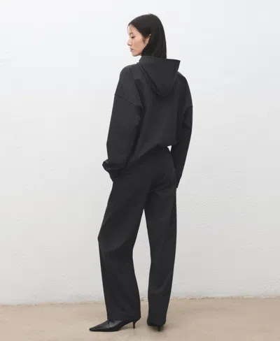 Mango Flecked Knit Pants In Black