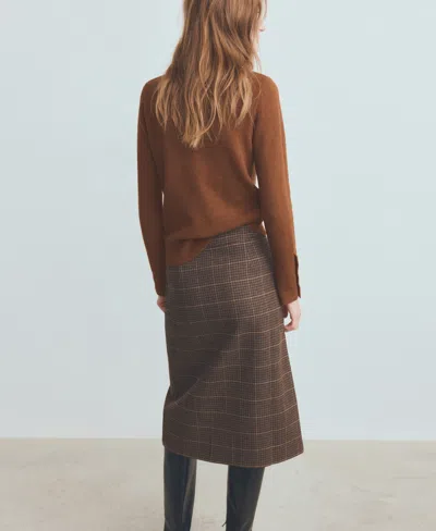 Mango Button Cuff Turtleneck Sweater In Brown