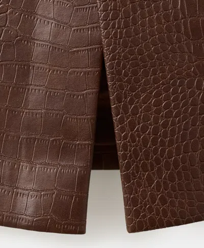 Mango Croc-effect Midi-skirt Brown In Brown