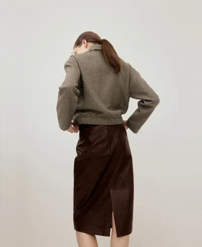 Mango Croc-effect Midi-skirt Brown In Brown