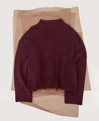 Mango Mock Neck Sweater In Burgundy
