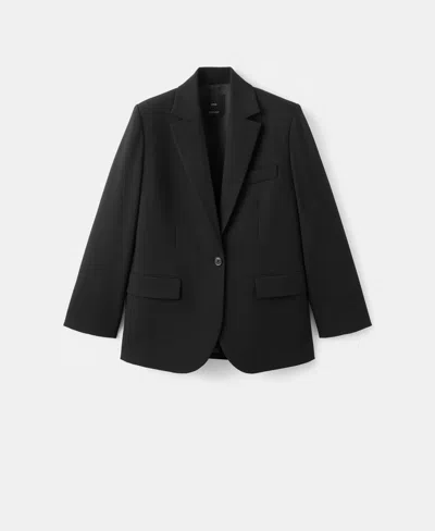 Mango Flap Pocket Blazer In Black
