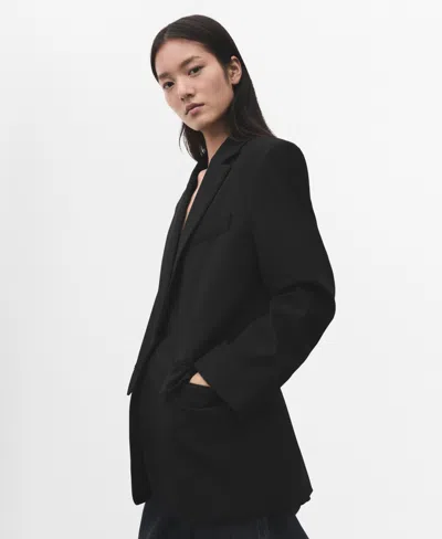 Mango Flap Pocket Blazer In Black