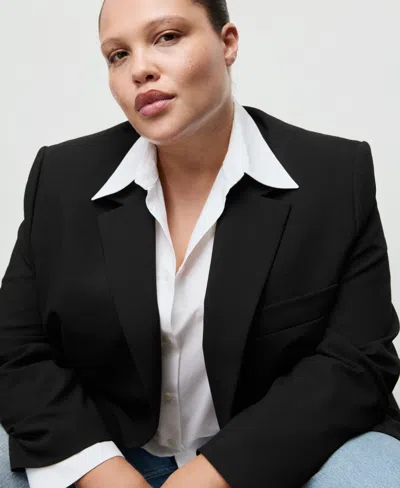 Mango Flap Pocket Blazer In Black