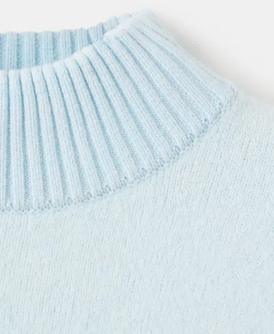 Mango Mock Neck Side Slit Sweater In Blue