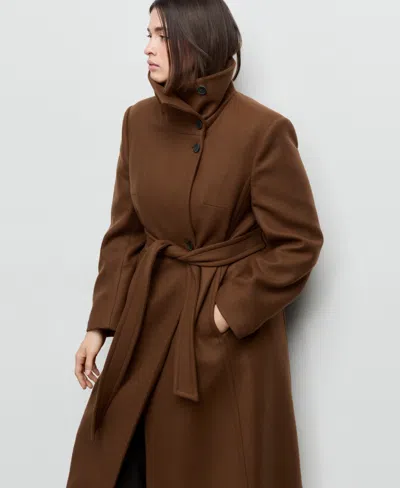 Mango Manteco Virgin Wool Blend Coat In Brown