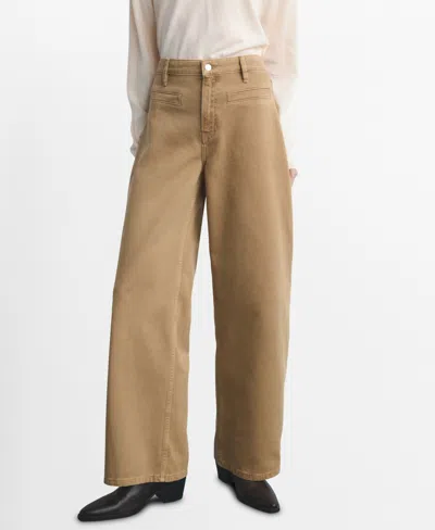 Mango Balloon Jeans With Welt Pockets Caramel In Multi