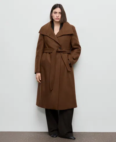Mango Manteco Virgin Wool Blend Coat In Brown