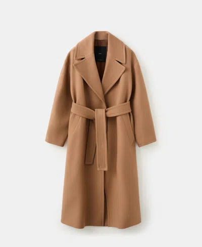 Mango Belted Wool Blend Coat In Brown