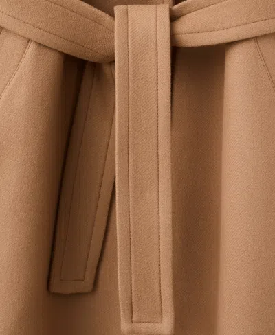 Mango Belted Wool Blend Coat In Brown
