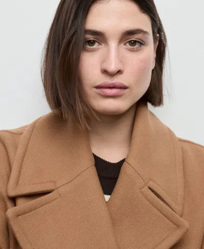 Mango Belted Wool Blend Coat In Brown