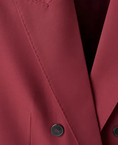 Mango Double Breasted Blazer In Burgundy