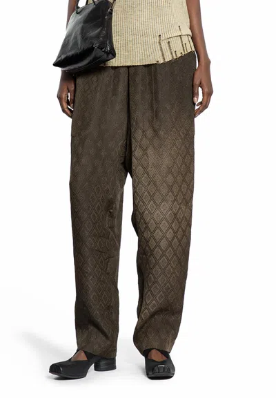 Uma Wang Patterned Trousers In Brown