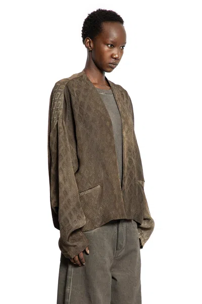 Uma Wang Diamond-pattern Jacket In Brown